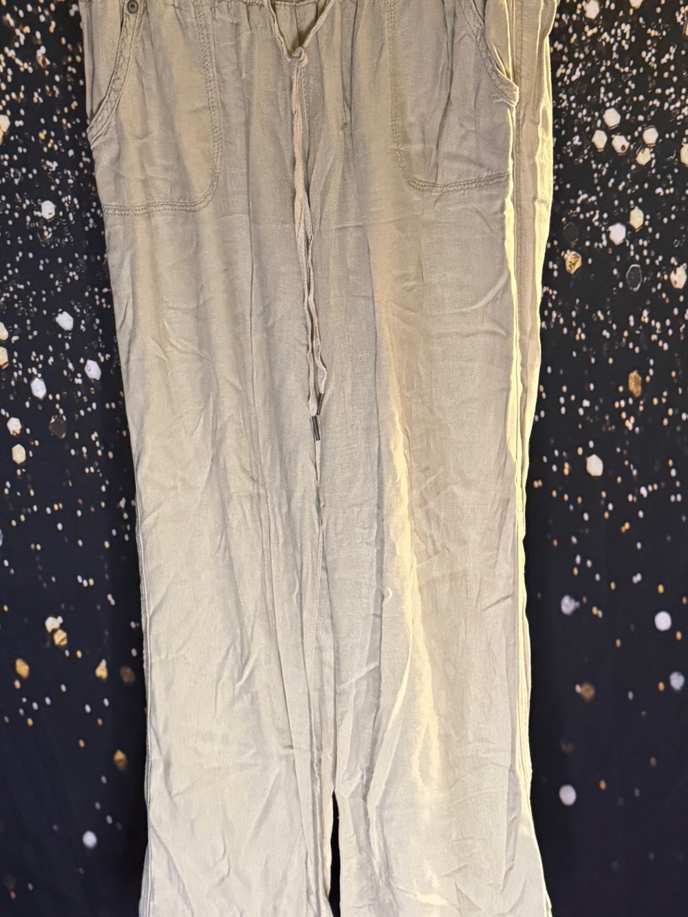Drawstring Relaxed Pants - Light Beige